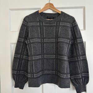 Banana Republic Gray Wool Plaid Crewneck Sweater